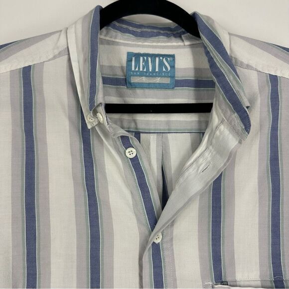 LEVI’S Men’s Vintage Striped Casual Button Down Short Sleeve Top Sz XL - Picture 4 of 9